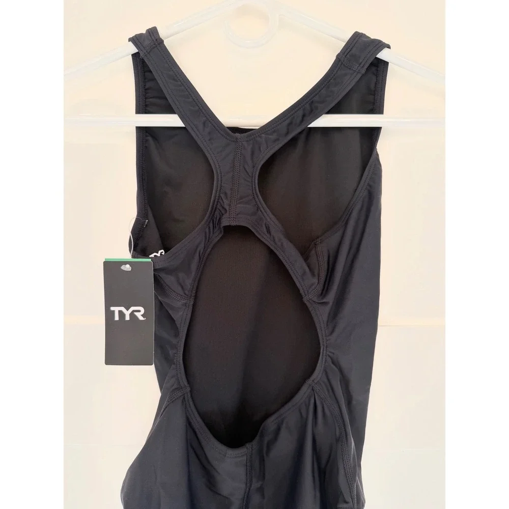 TYR Solid Maxfit Black One Piece Swimsuit Womens 36 L Athletic Swimwear - Picture 7 of 9